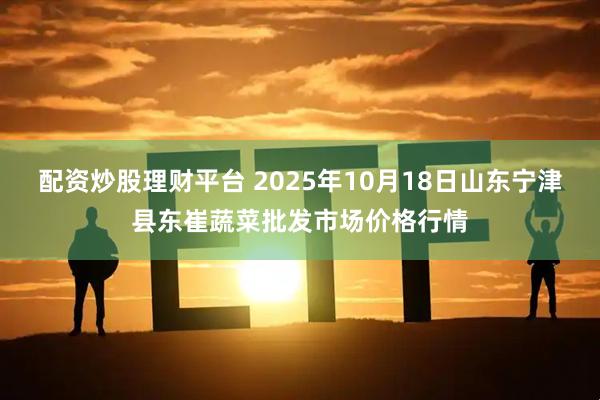 配资炒股理财平台 2025年10月18日山东宁津县东崔蔬菜批发市场价格行情